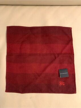 Burberry NWT Red Towel Handkerchief 10” Square 100% Cotton Made in Japan Unisex